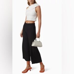 Simon Miller Alder Black Ribbed Trousers cropped wide leg luxury comfort sz M